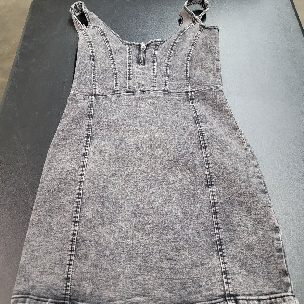 Black acid wash mini skirt
